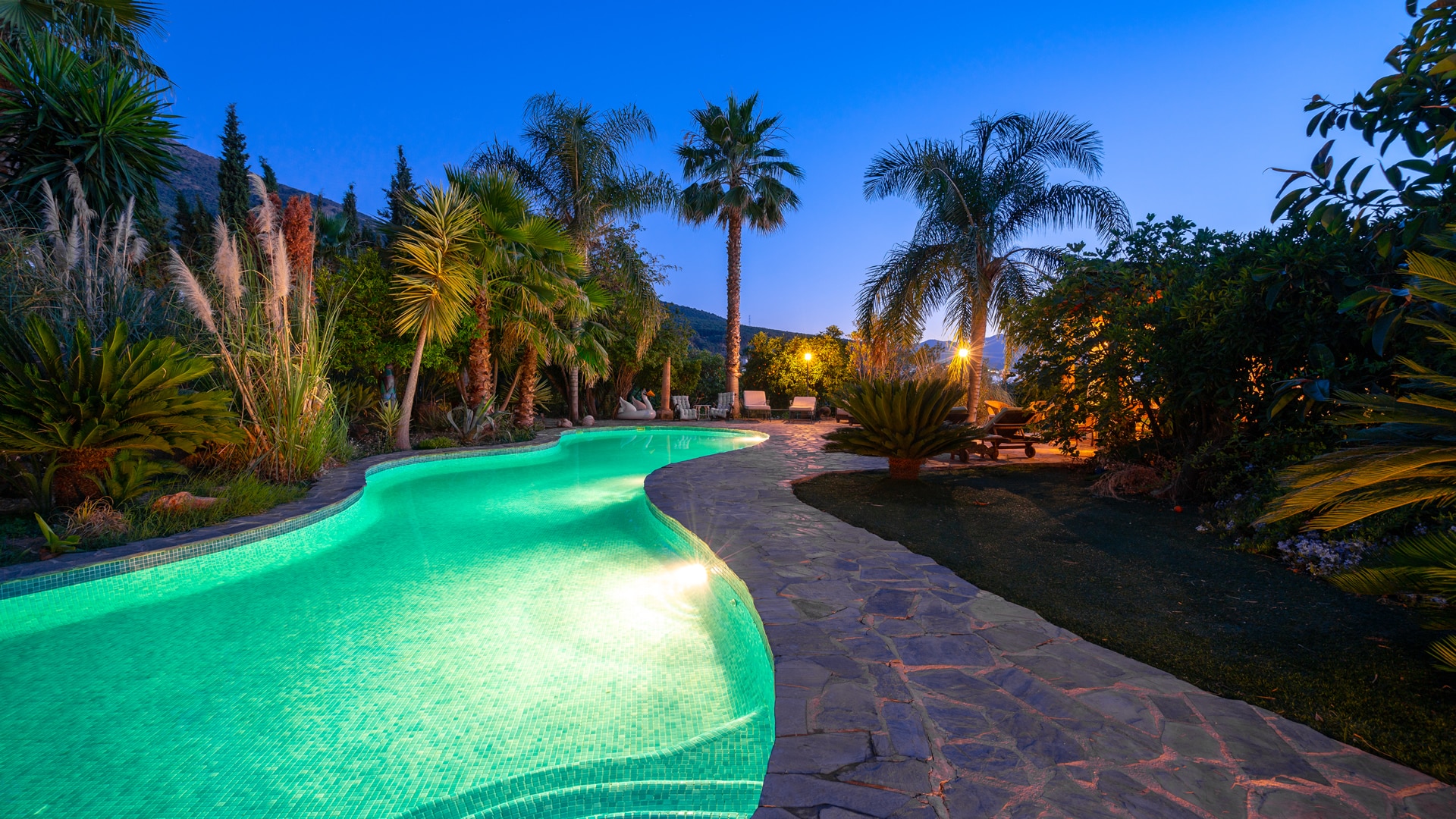 Pool at dusk